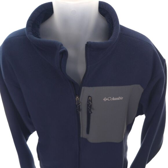 Columbia Jacket Men's 2XL Navy Full Zip Pockets Free Shipping Soft Furr Fleece - Picture 4 of 10